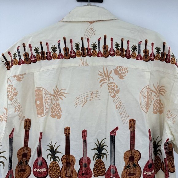 Vintage Hawaiian Togs Button Front Short Sleeve Shirt Size XL Guitars Pineapples - Picture 8 of 11